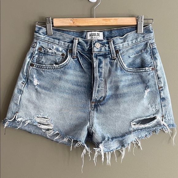 AGOLDE Jaden Distressed Jean Shorts in Surreal size 26 - Picture 3 of 15